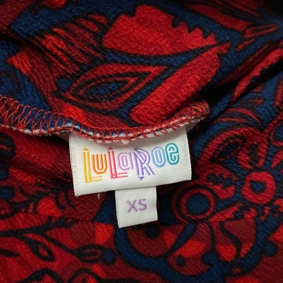 LuLaRoe Cassie Pencil Skirt Red and Blue Extra Small - Picture 3 of 3